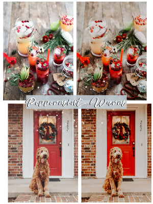 Moody Holiday PEPPERMINT Winter Lightroom Desktop & Mobile Presets for Photographers