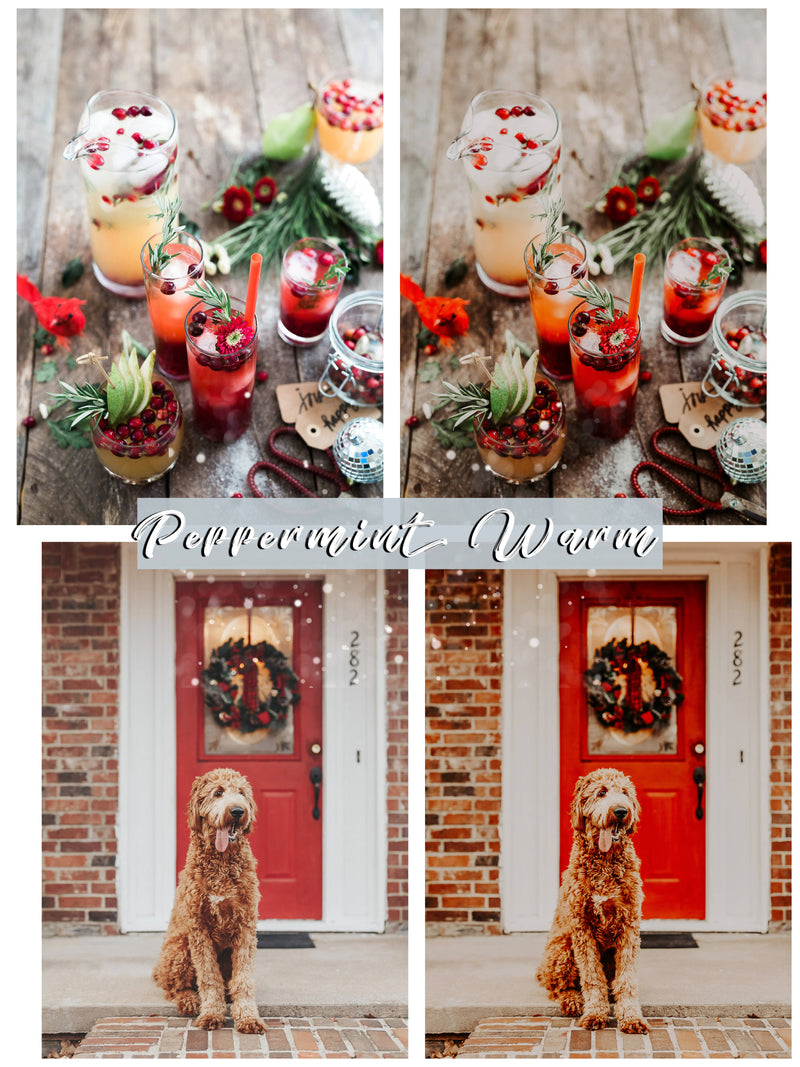 Moody Holiday PEPPERMINT Winter Lightroom Desktop & Mobile Presets for Photographers