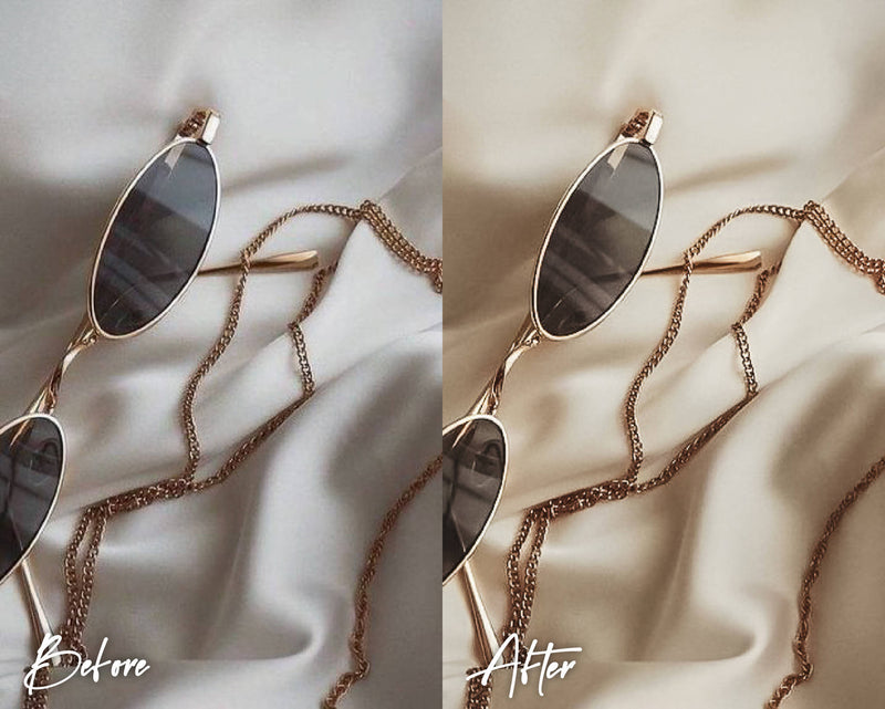 8 Lightroom Presets for Mobile & Desktop, Gold Presets
