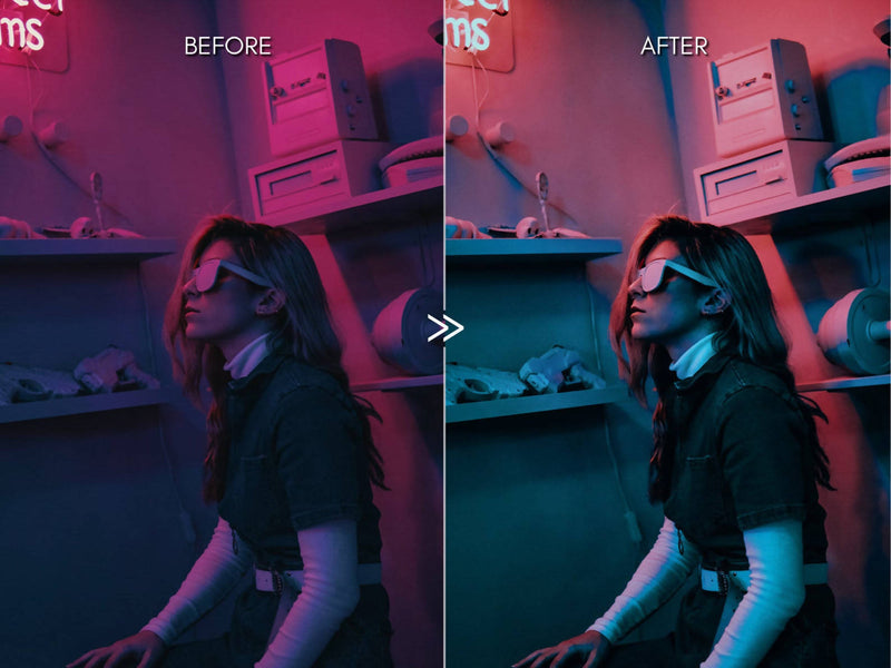 Moody Vibrant NEON LIGHTS Editorial Lightroom Presets Pack for Desktop & Mobile