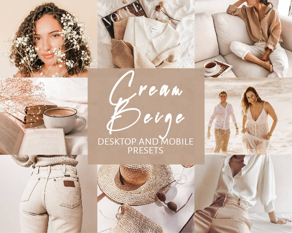 10 Lightroom Presets, Mobile & Desktop, Cream Beige Presets