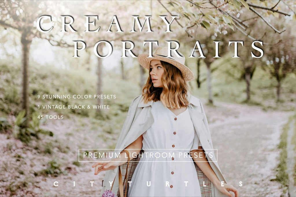 Soft Airy CREAMY PORTRAITS Lightroom Presets Pack for Desktop & Mobile - One Click Photographer Editing Tools