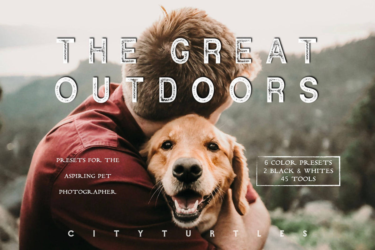 Moody Pet Photography Kit THE GREAT OUTDOORS Lightroom Presets Pack for Desktop and Mobile - One Click Editing Tools