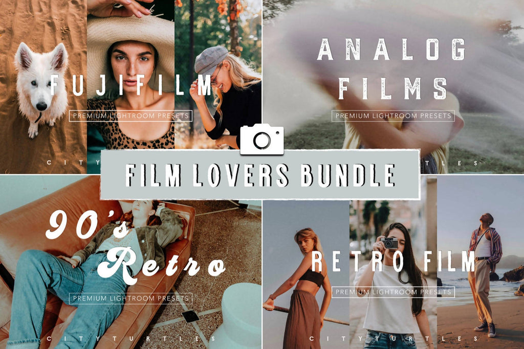 FILM LOVERS BUNDLE - Premium Lightroom Presets for Desktop & Mobile - One Click Photo Editing Tools for Photographers