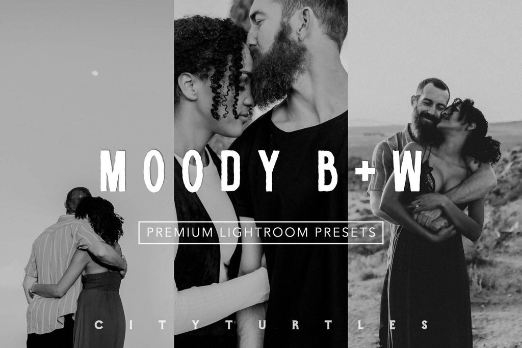 Moody BW Film Lightroom Presets Pack for Desktop & Mobile - One Click Photographer Editing Tools