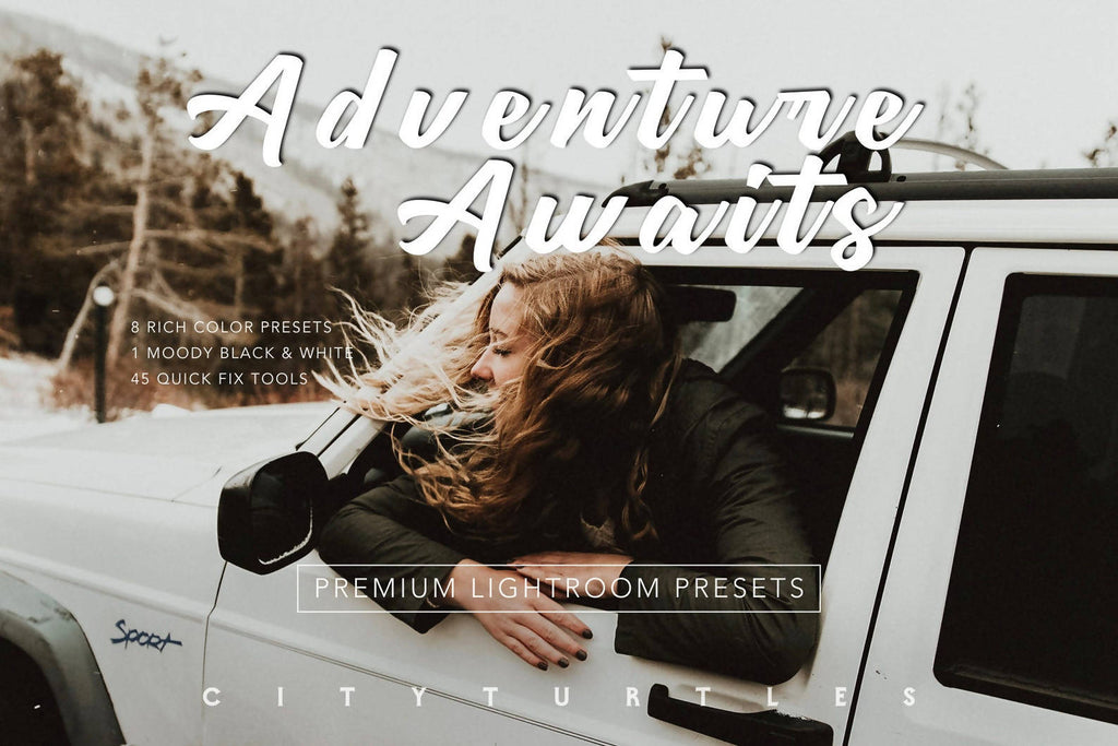 Moody Vibrant ADVENTURE AWAITS Lightroom Presets Pack for Desktop & Mobile