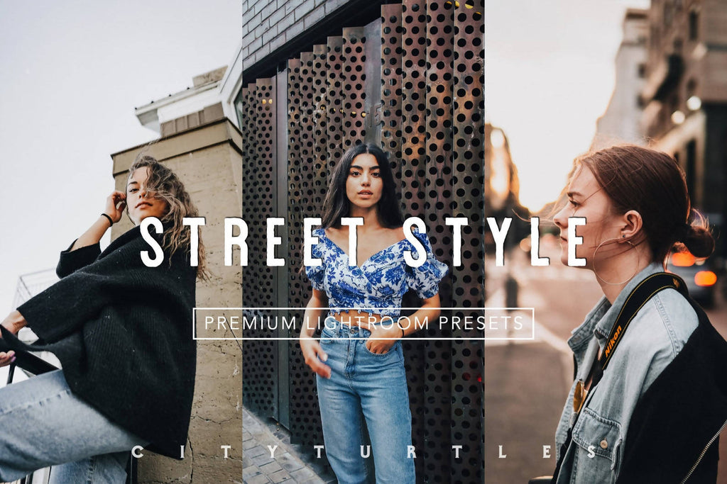 Clean Modern STREET STYLE Editorial Lightroom Presets Pack for Desktop and Mobile - One Click Photography Editing Tools