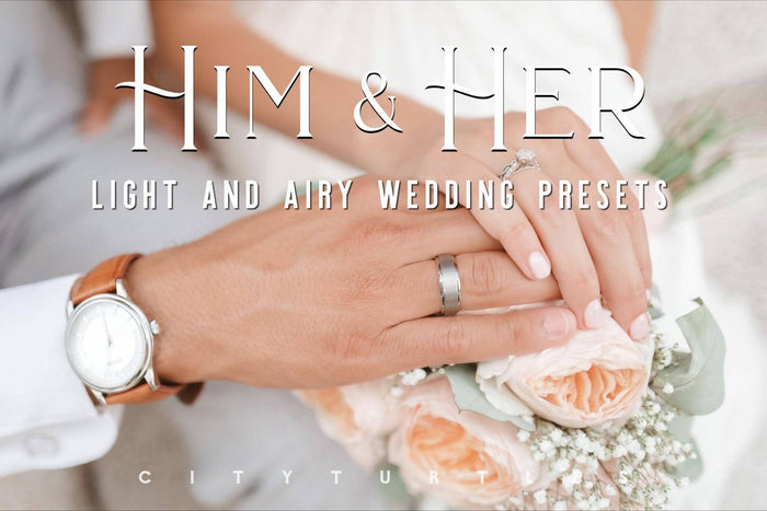 Light and Airy Wedding HIM & HER Fine Art Couples Lightroom Presets Pack for Desktop and Mobile - One Click Photographer Editing Tools