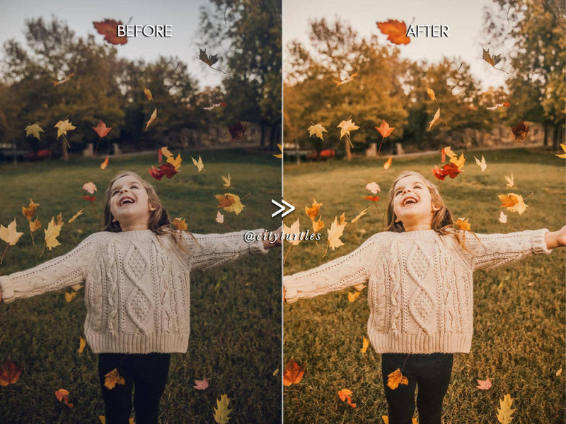 Bright Warm AUTUMN Lightroom Presets Pack for Desktop & Mobile - One Click Photo Editing