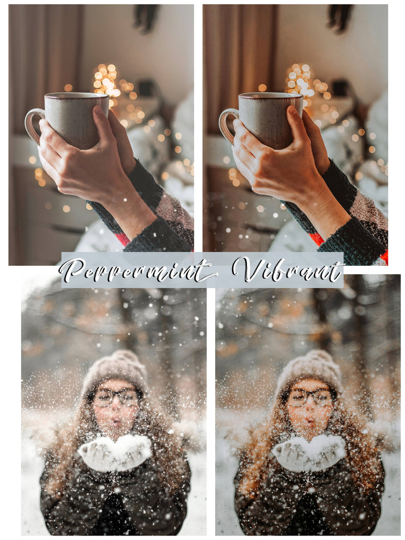 Moody Holiday PEPPERMINT Winter Lightroom Desktop & Mobile Presets for Photographers